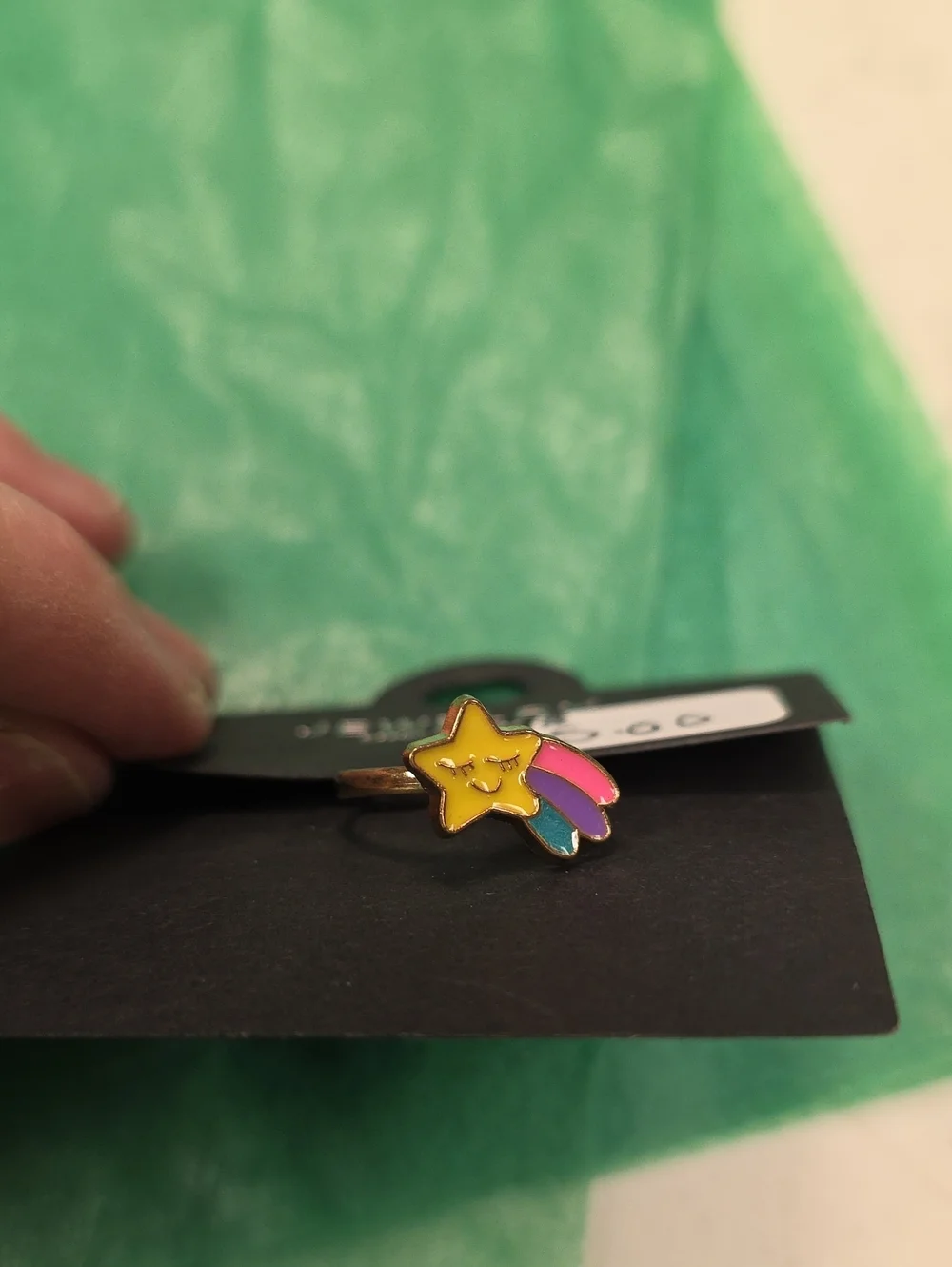 Gold Star Shooting Star Kids Ring with Pink & Blue Accents